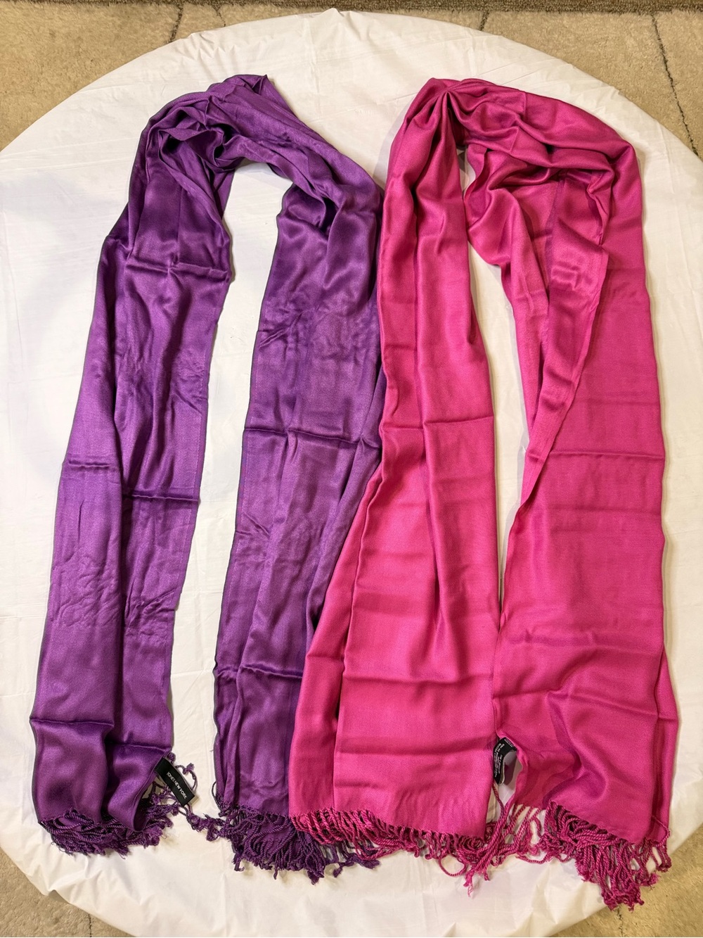 Jones New York Vibrant Fuchsia and Deep Purple Satin Scarves